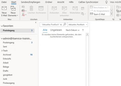 Synology Outlook Konto abgeschlossen