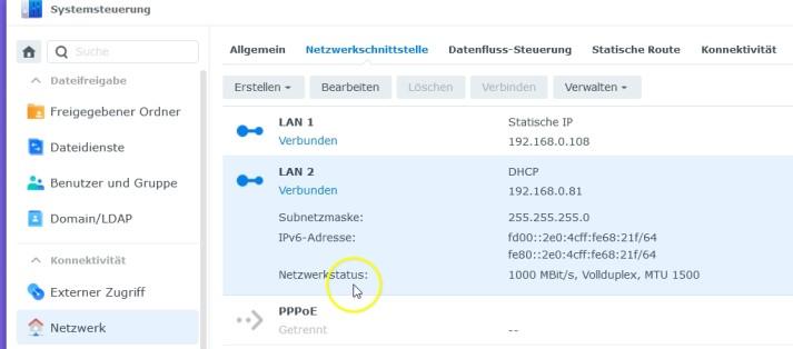 Synology DS218+ mit USB Netzwerkkarte