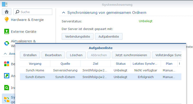 Synology Drive Synchronisationsaufgabe