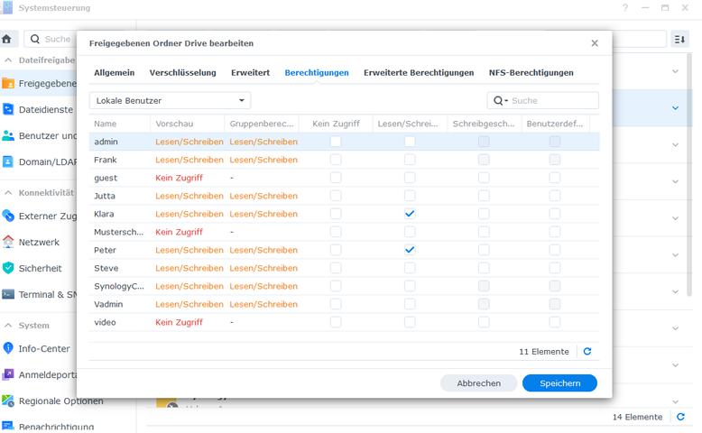 DSM7 Benutzerrechte
