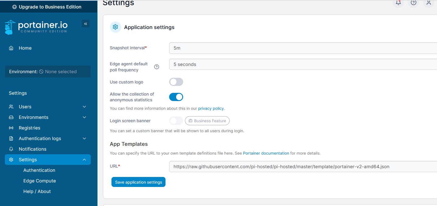 Portainer-Settings