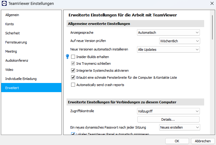 TeamViewer in das Systray schließen
