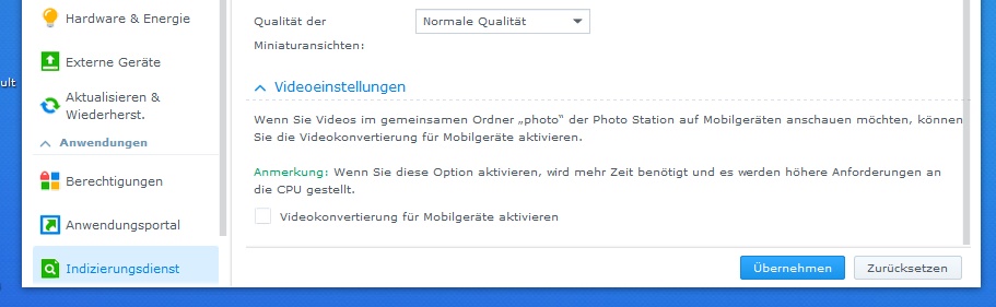 Videoeinstellung