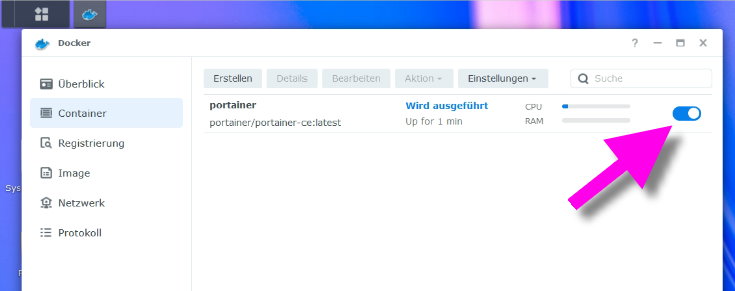Container neustart