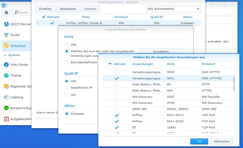 Synology Firewall einstellen