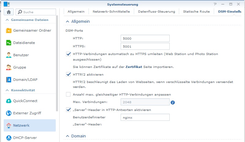 Synology HTTPS Verschlüsselung erwzingen
