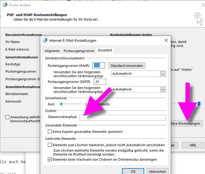 imap-ordner-einstellen