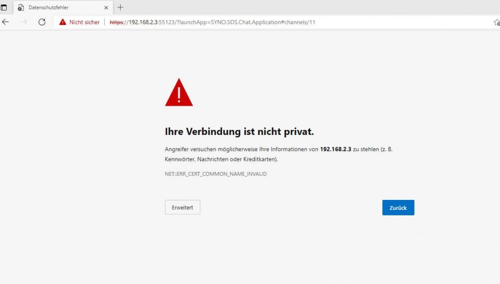 Synology Zertifikatsfehler