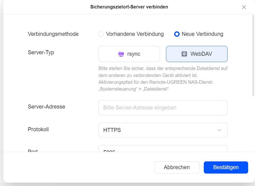 UGREEN Backup via WebDAV