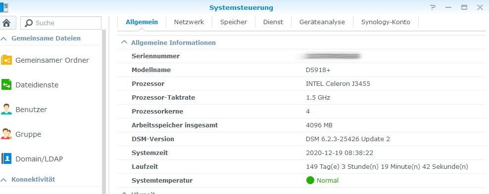 Arbeitsspeicher Synology