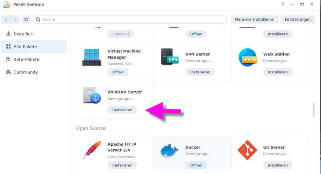 WebDAV Server installieren
